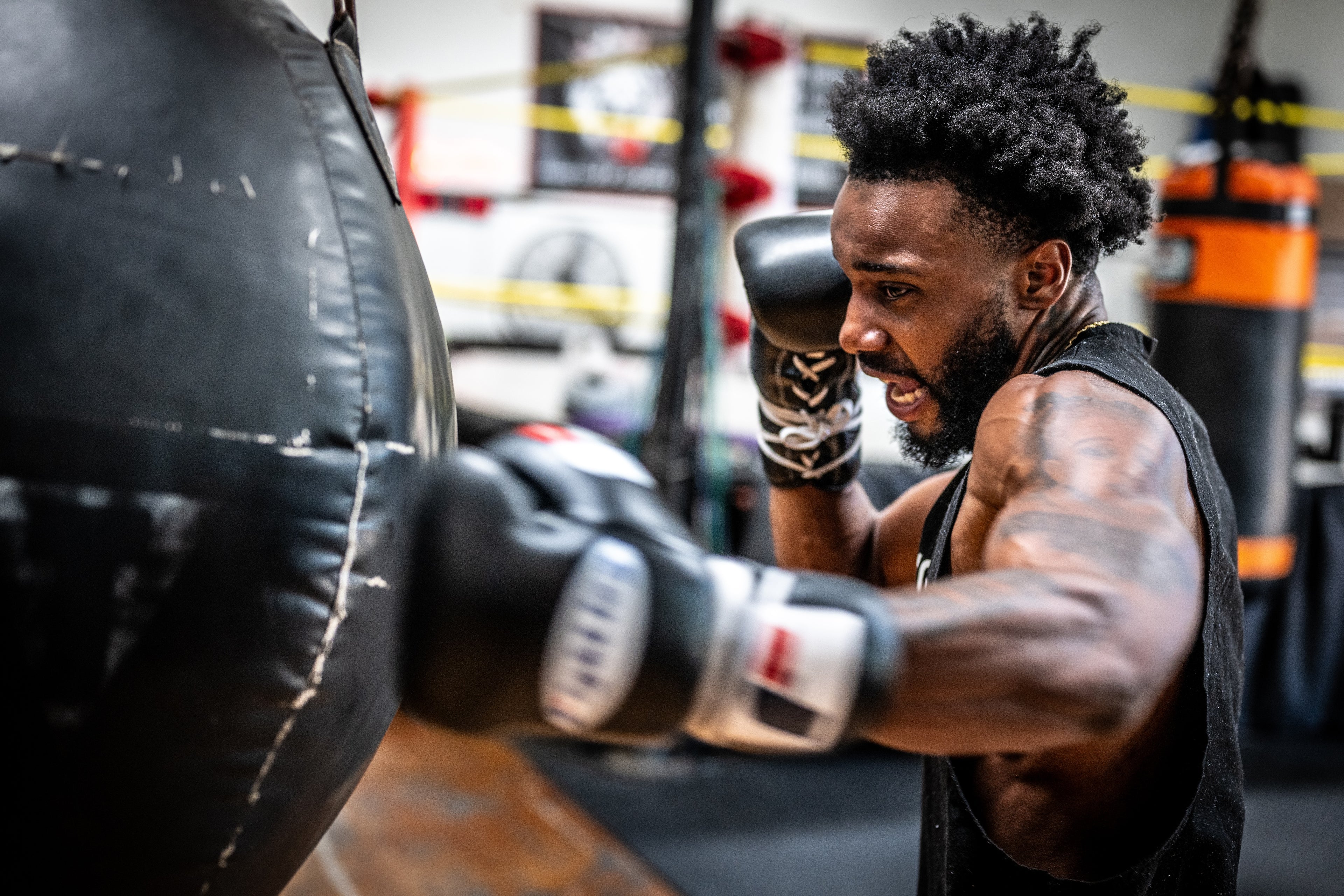 Boxing in a gym